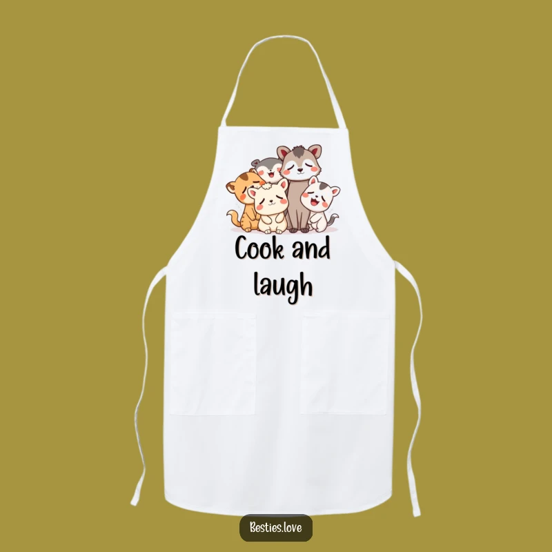 Funny Animal Laughing Friends Apron - Hilarious Kitchen Laughter