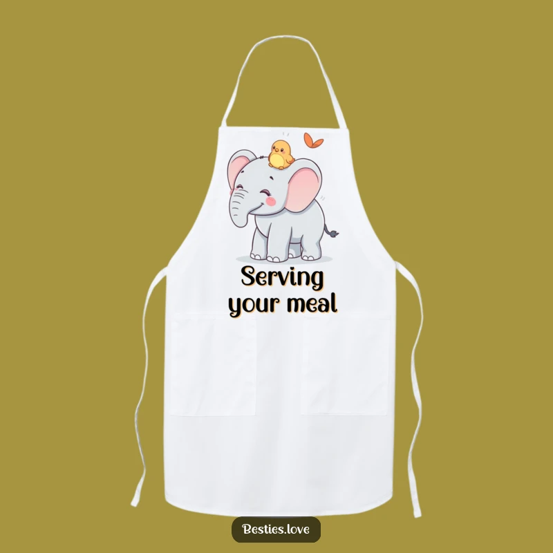 Funny Gentle Giant Apron: Cook with Elephant & Bird Ride Fun, Ideal Funny Gift