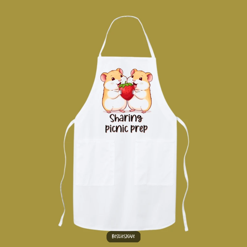 Funny Hamster Apron: Kitchen Fun with Two Friends & a Giant Strawberry