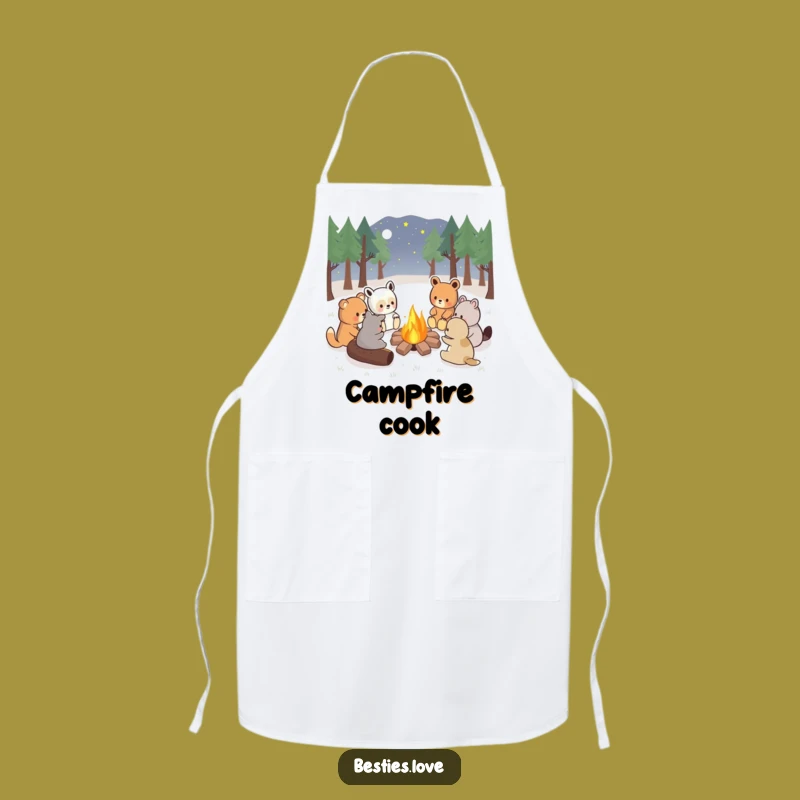 Funny Kawaii Campfire Apron, Joyful Kitchen Storyteller