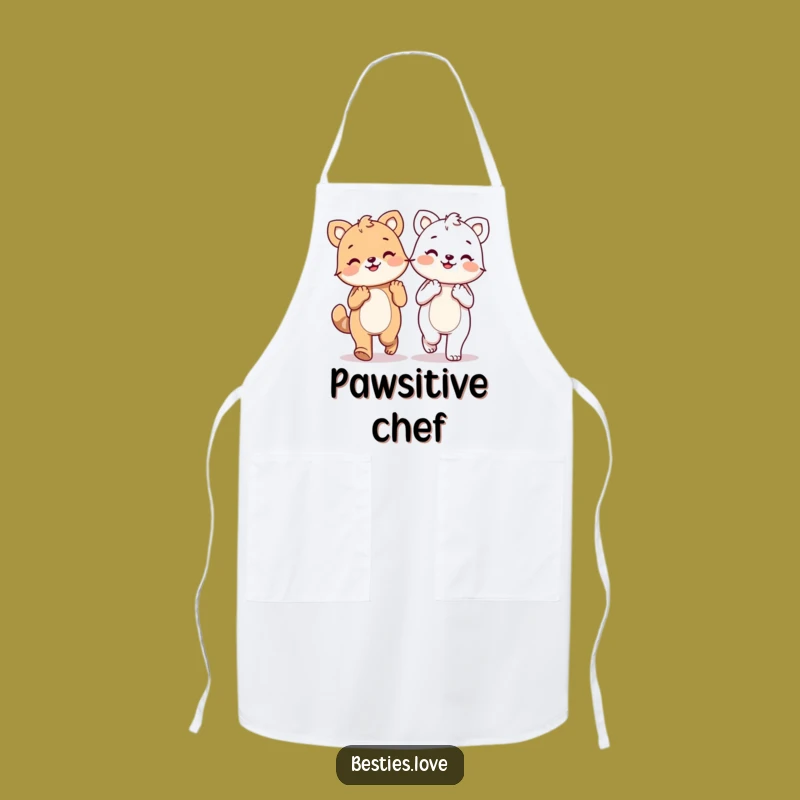 Funny Kawaii Friendship Paws Apron, Joyful Kitchen Companion