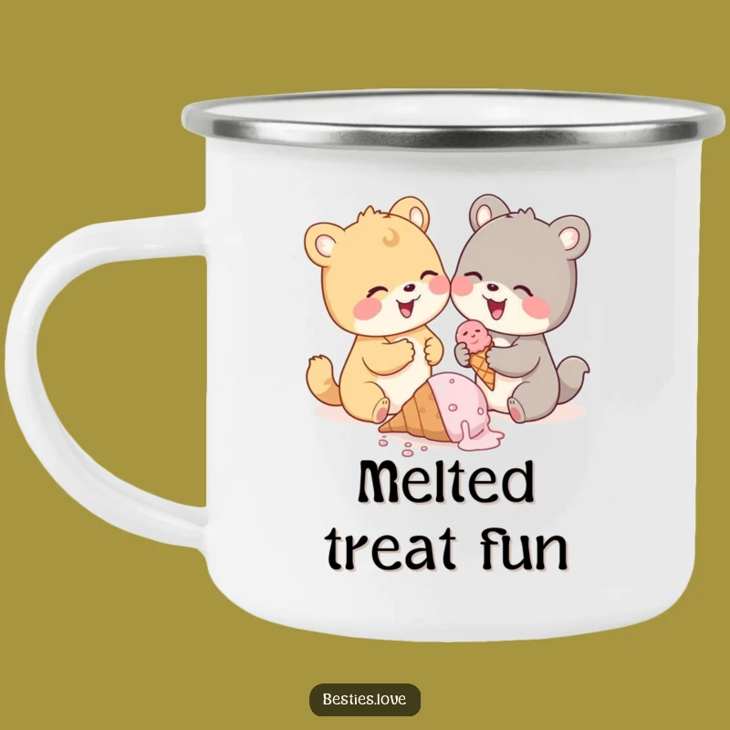 Funny Ice Cream Mishap Camping Mug, Outdoor Animal Pals Mug, Best Funny Gift