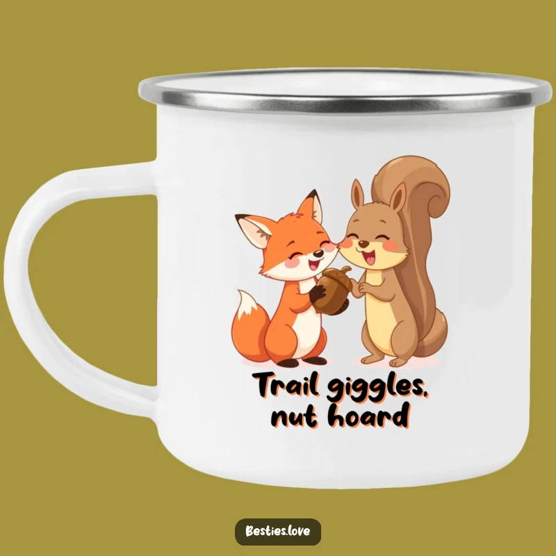 Funny Fox & Squirrel Camping Mug: Giant Acorn Giggles Around the Campfire