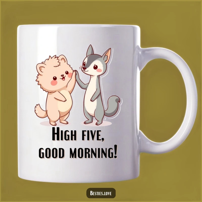 Funny Friends High-Five Mug, Kawaii Animal Pals Mug, Perfect Funny Gift