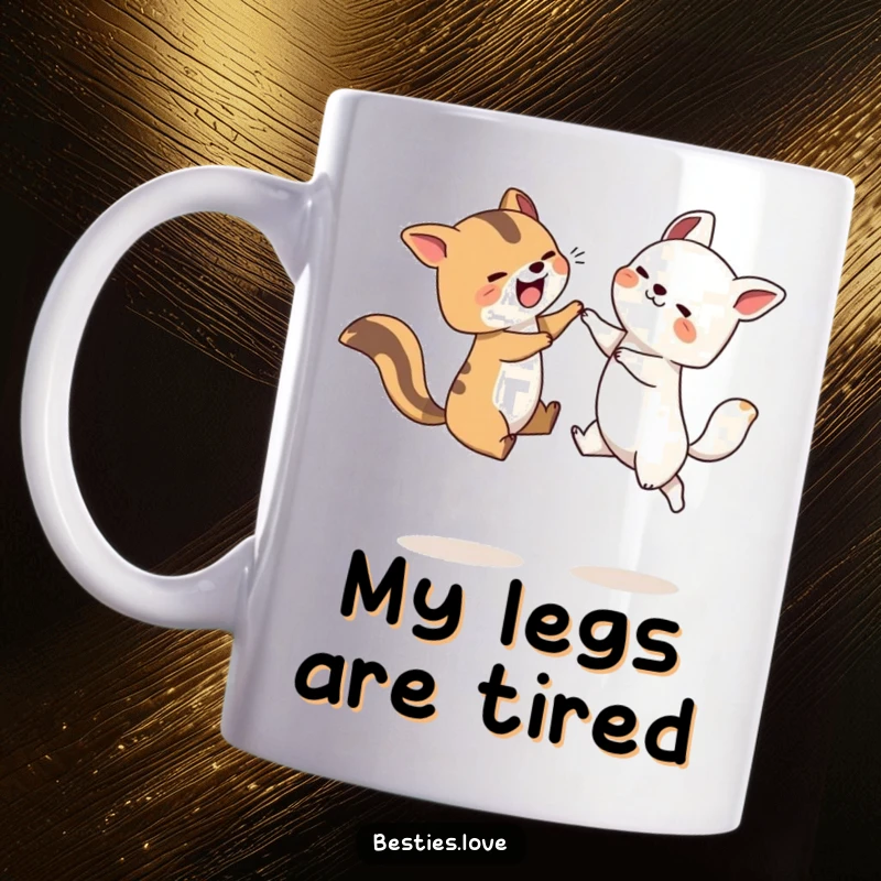 Funny Leapfrog Animals Mug showing two happy creatures mid-jump, capturing a moment of pure, unadulterated playtime and friendship.