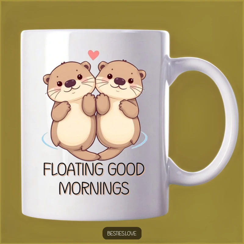 Funny Otter Paws Mug: Adorable Otters Holding Hands Floating Joyfully