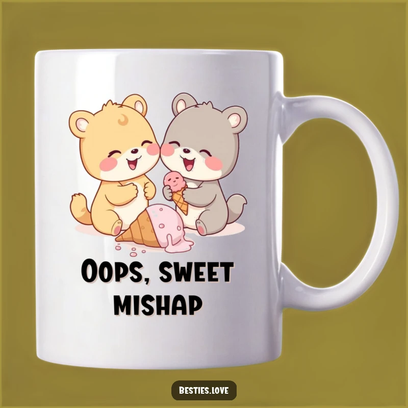 Funny Ice Cream Mishap Mug, Cute Animal Pals Mug, Perfect Funny Gift