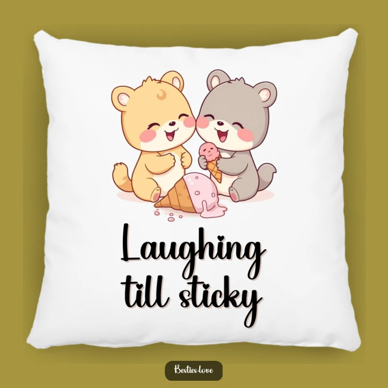 Funny Ice Cream Drop Pillow, Cozy Animal Pals Cushion, Perfect Funny Gift