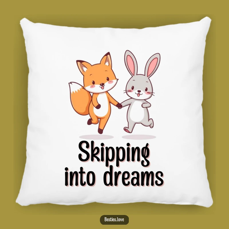 Cute Funny Fox & Rabbit Best Friends Pillow - Cozy Friendship Comfort