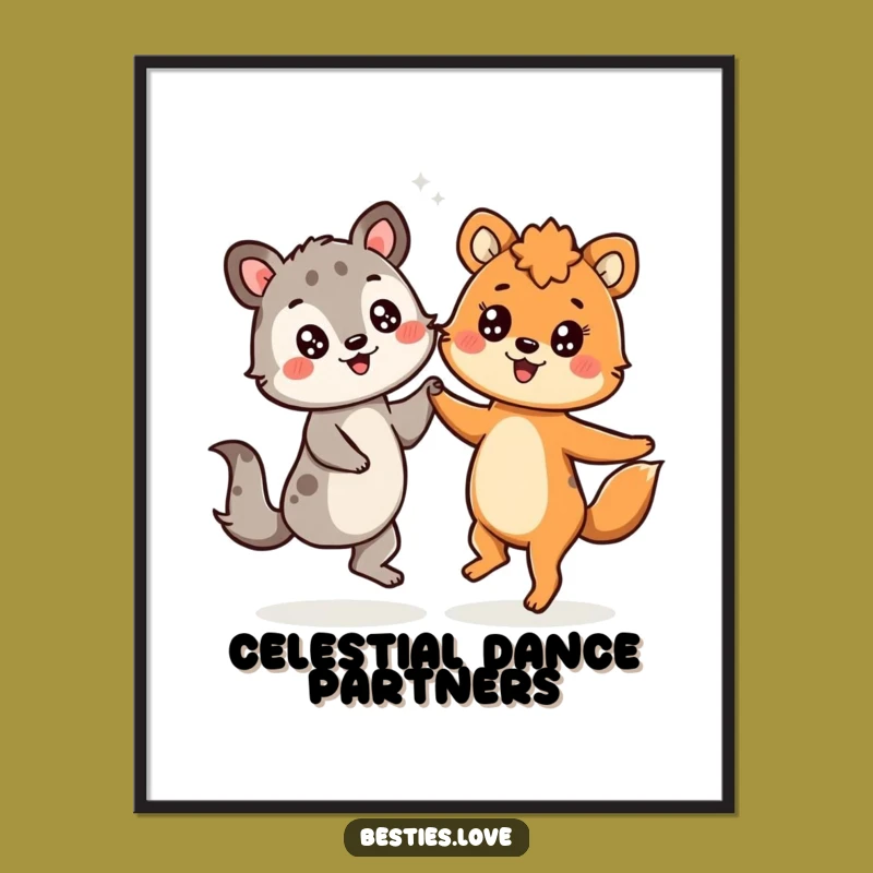 Funny Dancing Animals Starry Eyes Digital Art - Joyful Decor Gift