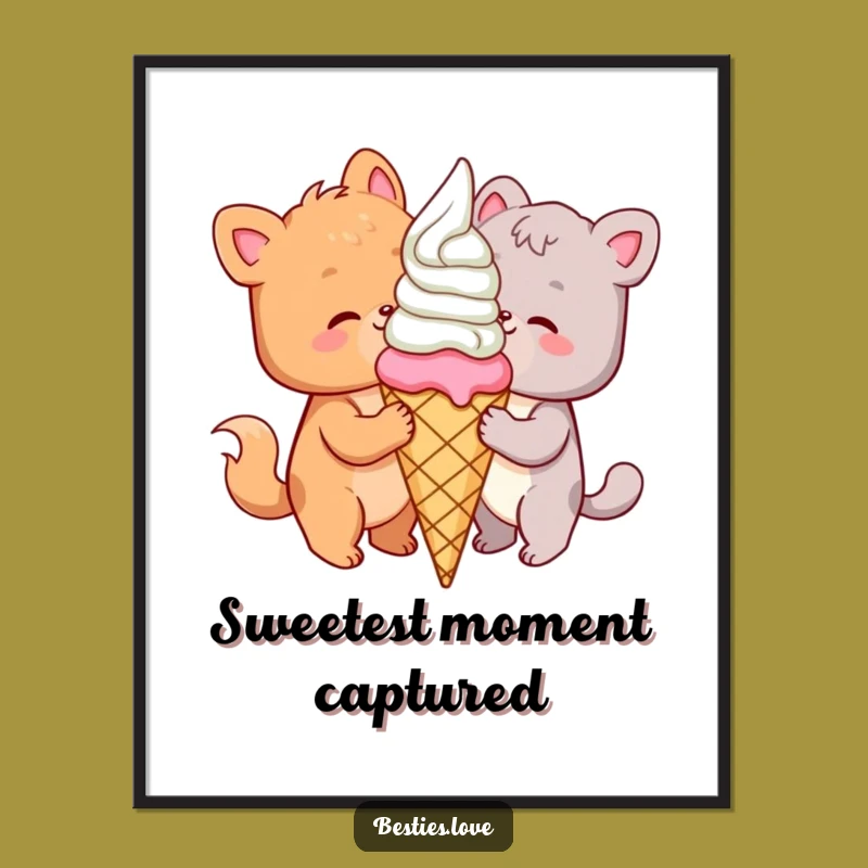 Funny Animal Ice Cream Friends Digital Art - Instant Sweet Decor
