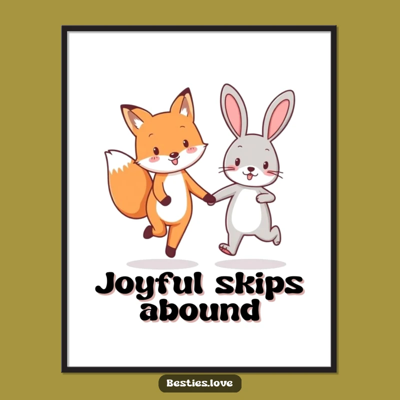 Funny Fox & Rabbit Best Friends Digital Art - Instant Joyful Decor