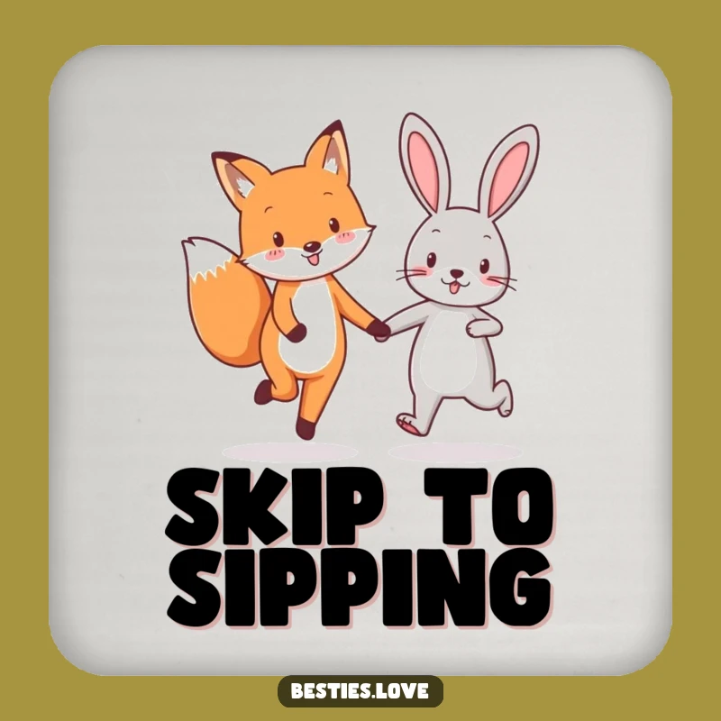 Funny Fox & Rabbit Best Friends Coaster Set - Joyful Table Protection