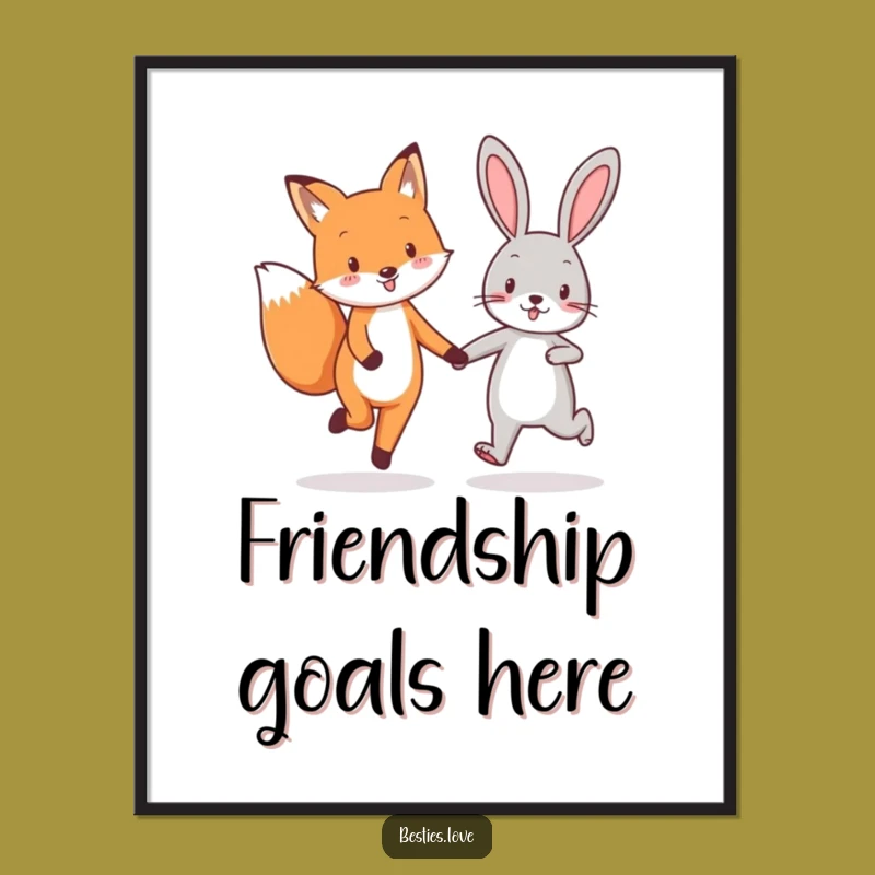 Funny Fox & Rabbit Best Friends Poster - Joyful Wall Art