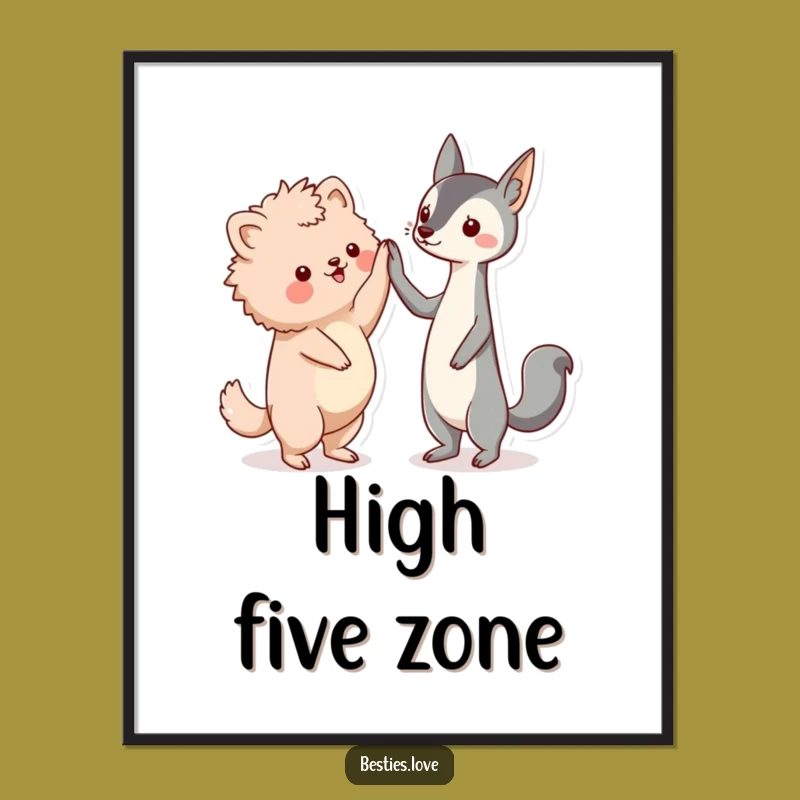 Funny Friends High-Five Poster, Kawaii Pals Art, Stunning Funny Gift