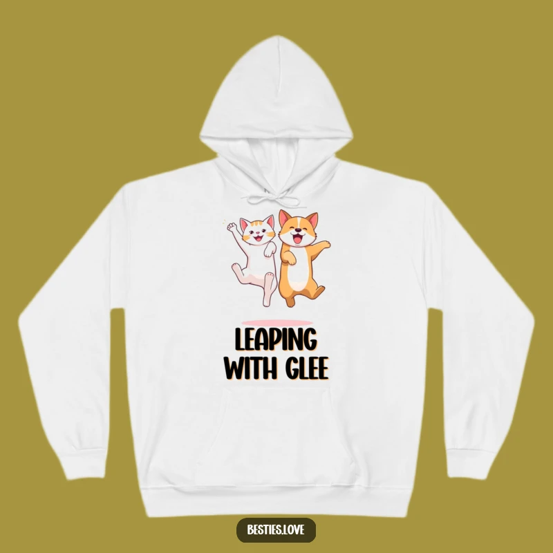 Cozy Funny Cat Dog Jump Hoodie - Playful Pet Pals Gift for Comfort