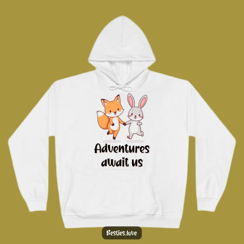 Cozy Funny Fox & Rabbit Best Friends Hoodie - Warm Friendship Gift