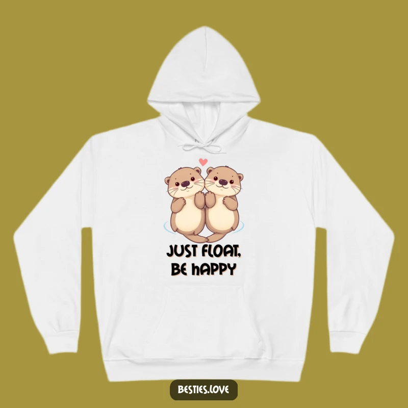 Funny Otter Paws Hoodie: Cozy Otters Holding Hands While Floating