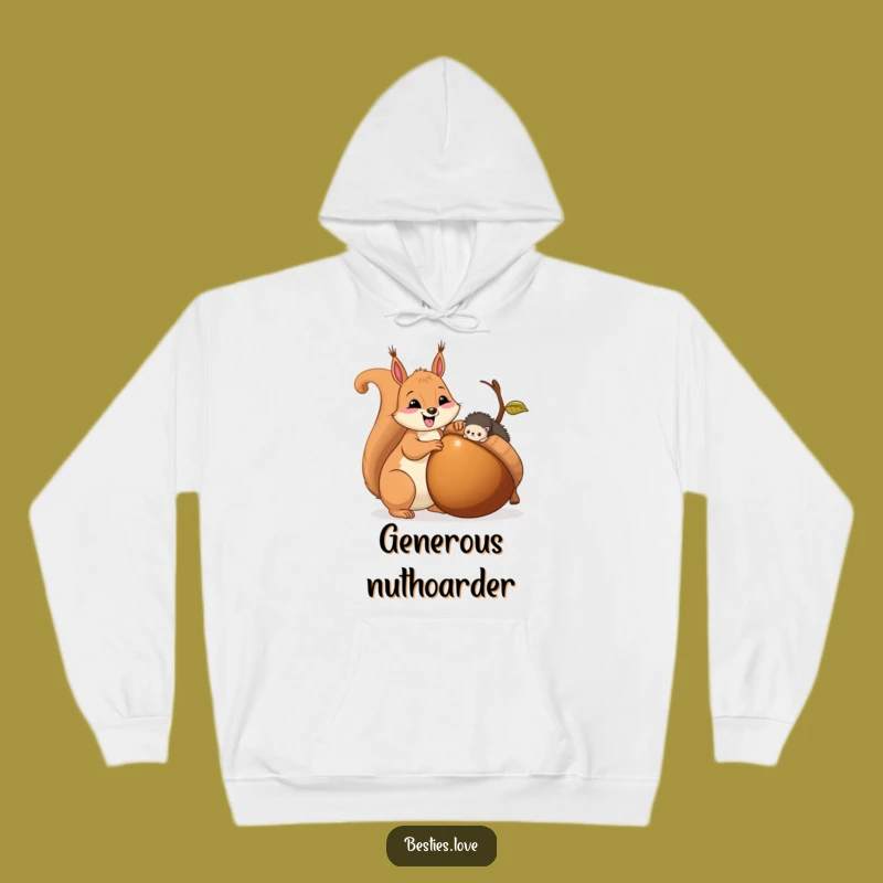 Funny Squirrel & Hedgehog Sharing Acorn Hoodie - Cozy Friendship Gift!