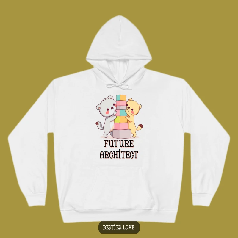 Cozy Funny Bestie Animals Block Tower Hoodie: Snuggle Up with Collaborative Chaos