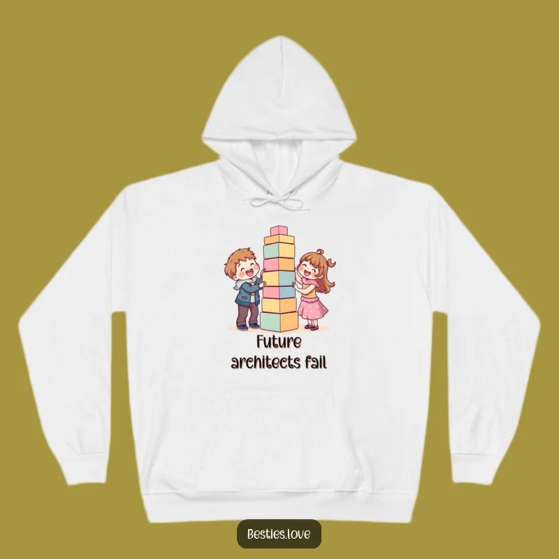 Cozy Funny Best Friends Block Tower Hoodie: Warm Friendship Building Gift