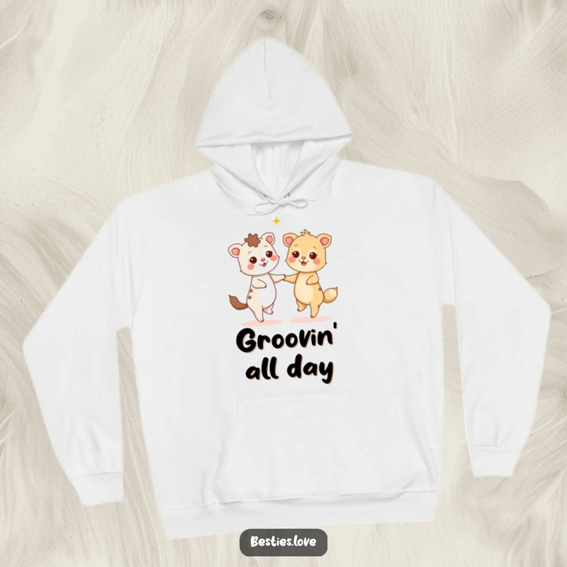 Funny Hoodie: Two animals are captured mid-dance, their eyes filled with stars, showcasing a hilarious and heartwarming scene of pure bliss.