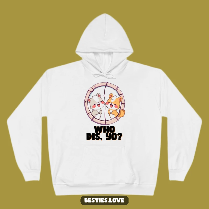Cozy Funny Animal Friends Cracked Mirror Hoodie: Laugh Together in Comfort