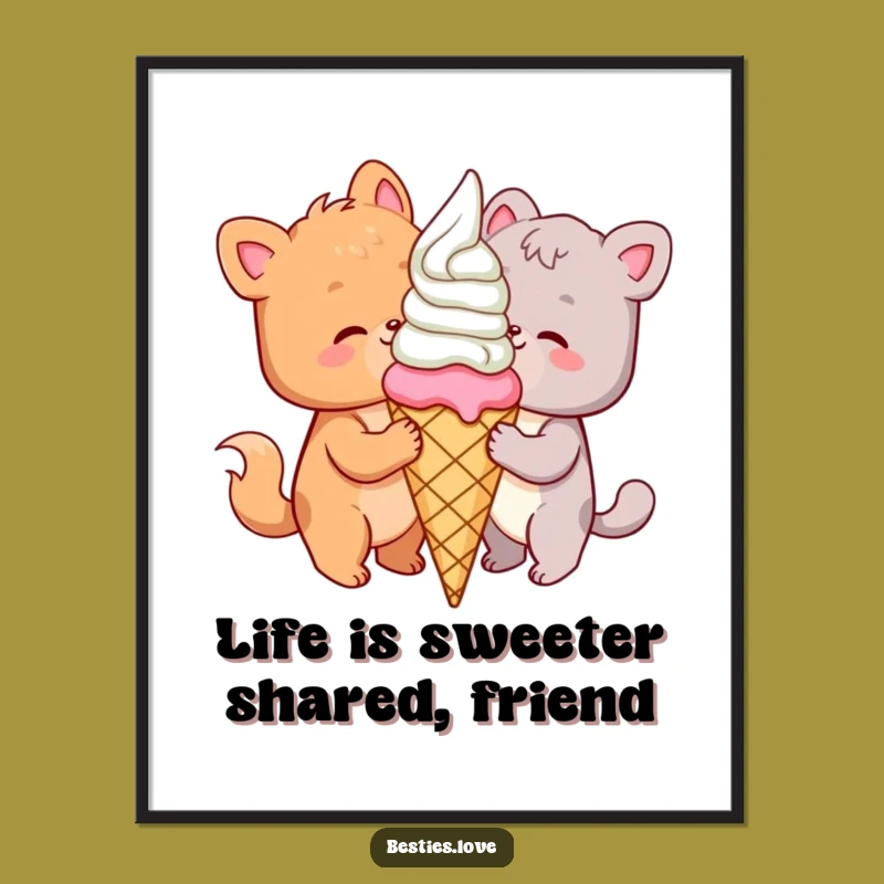 Free Printable Animal Ice Cream Friends Art - Whimsical Downloadable Decor