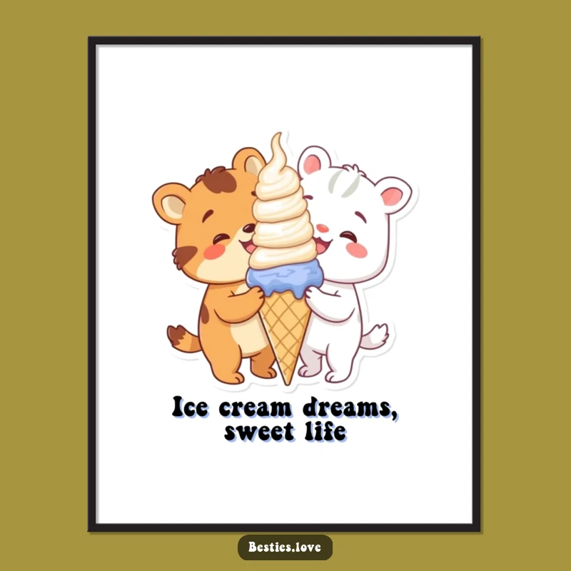 Free Printable Ice Cream Animal Wall Art - Sweet Downloadable Decor