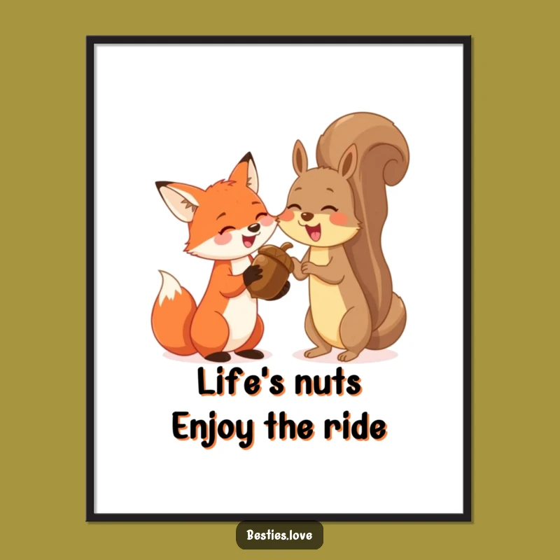 Free Printable Wall Art: Funny Fox & Squirrel Acorn Giggle Downloadable Decor