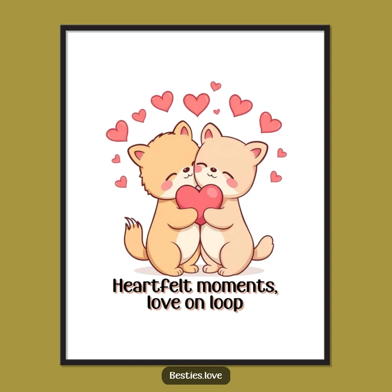 Free Printable Wall Art: Blissful Animals Hugging for Cozy & Loving Decor