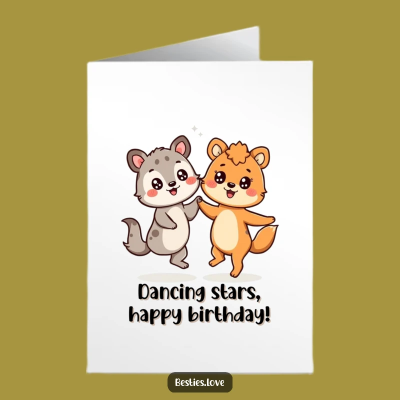 Free Printable Birthday Card: Dancing Starry-Eyed Pals, Hilarious Downloadable Gift