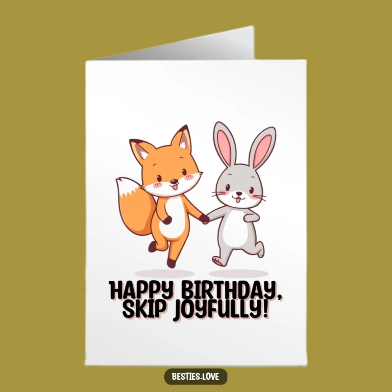 Free Printable Fox Rabbit Friends Birthday Card - Fun Downloadable Gift