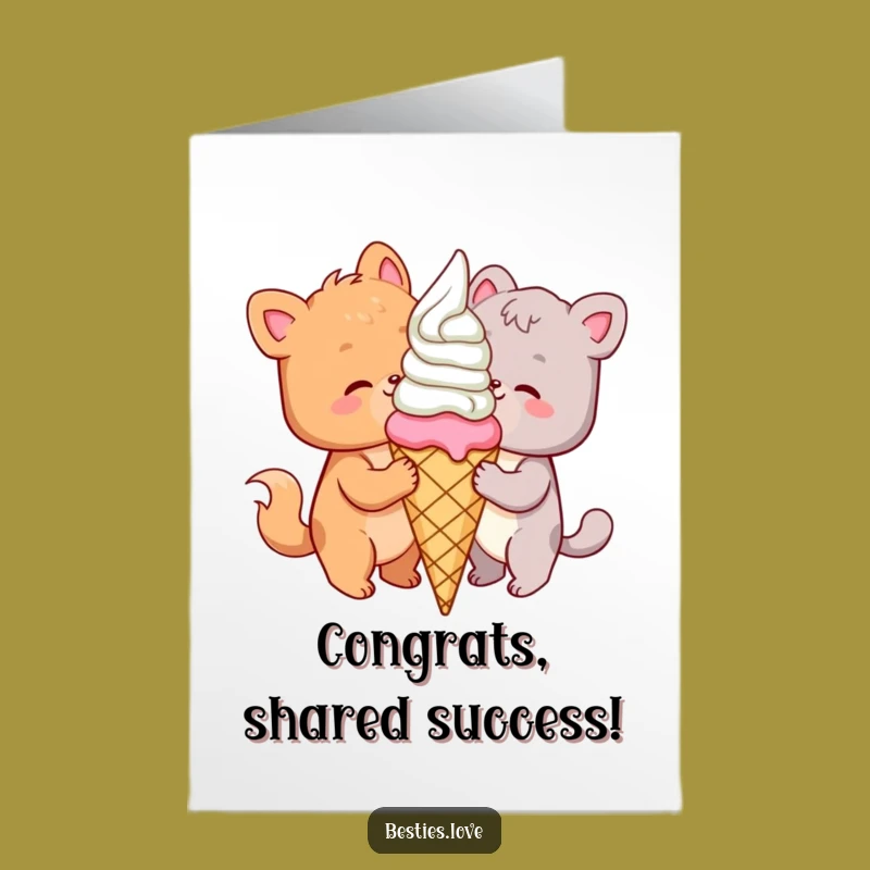 Free Printable Animal Ice Cream Congrats Card - Joyful Downloadable