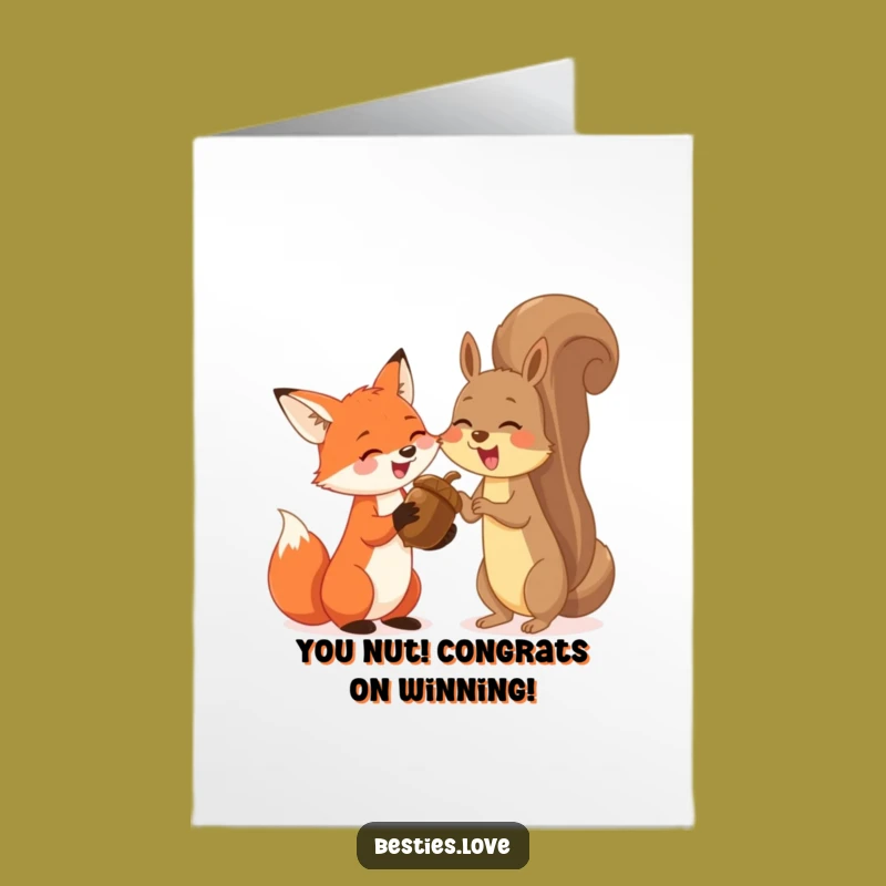 Free Printable Congrats Card: Fox & Squirrel Acorn Giggle, Downloadable Gift