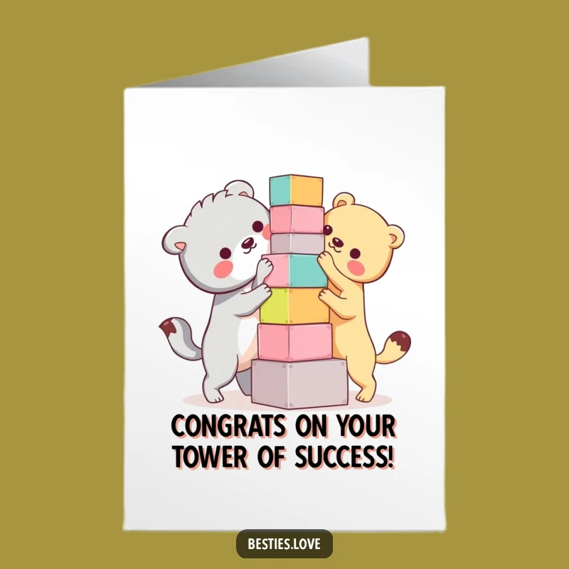 Wacky Free Printable Congrats Card: Block Tower Buddies - Funny Downloadable Gift