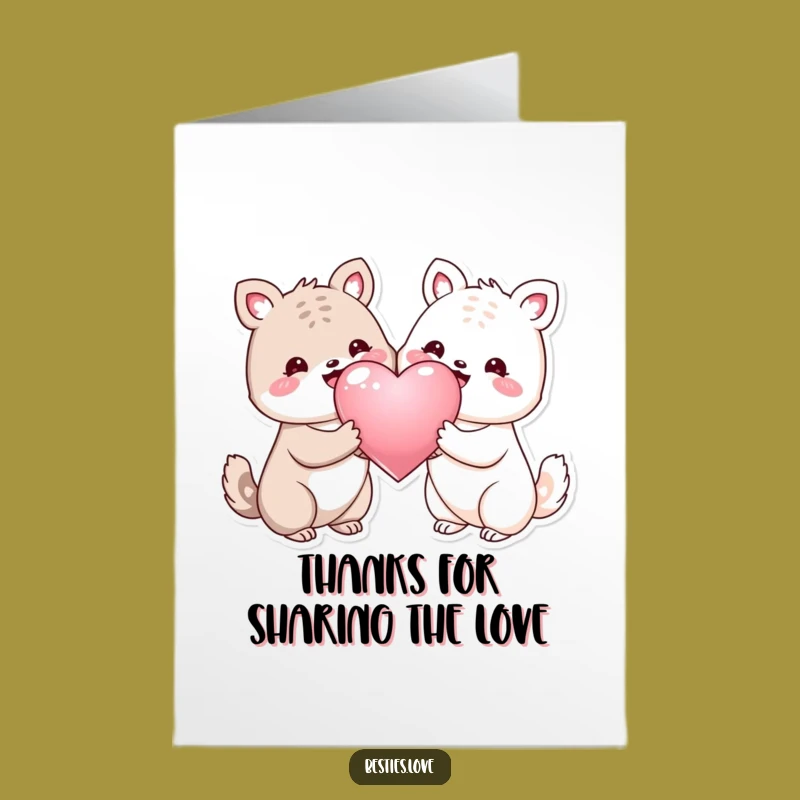 Free Printable Thank You Card: Animals Love Heart, Funny Downloadable Gift