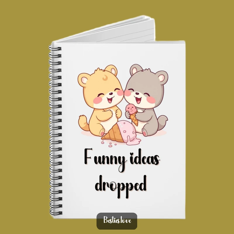 Funny Ice Cream Mishap Notebook, Cute Animal Pals Journal, Perfect Funny Gift