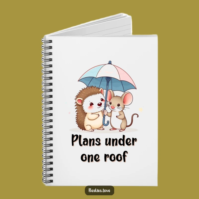 Funny Hedgehog & Mouse Notebook: Jot Down Brave Ideas Under Tiny Umbrella
