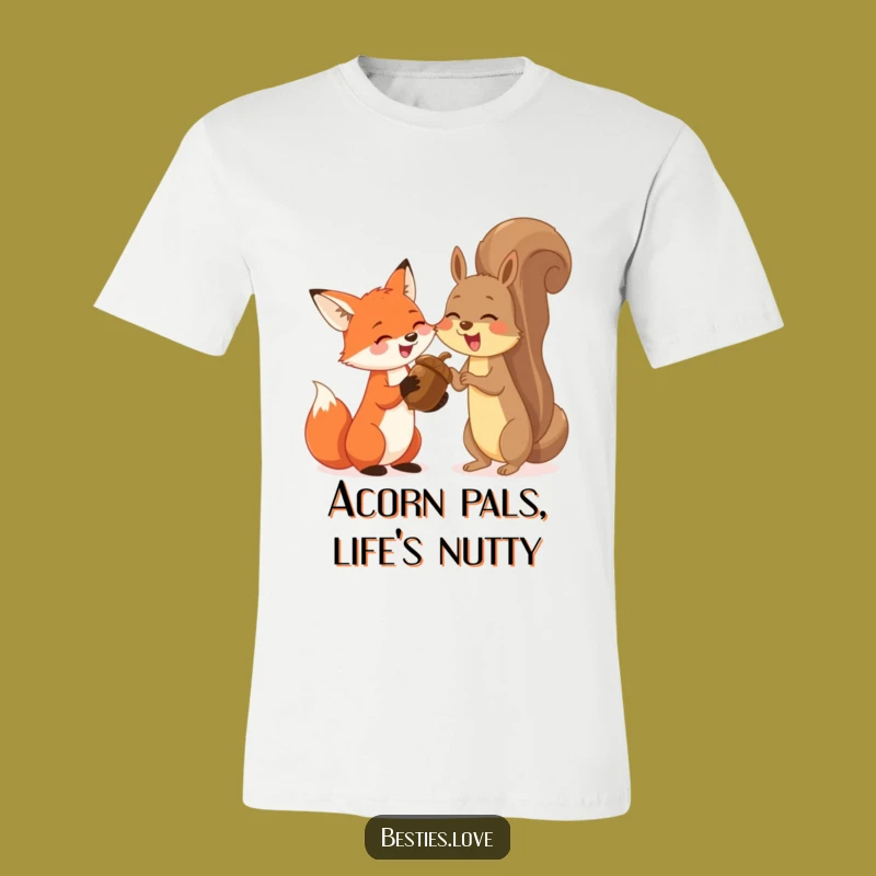 Funny Fox & Squirrel T-Shirt: Woodland Companions Giggle Over a Giant Acorn