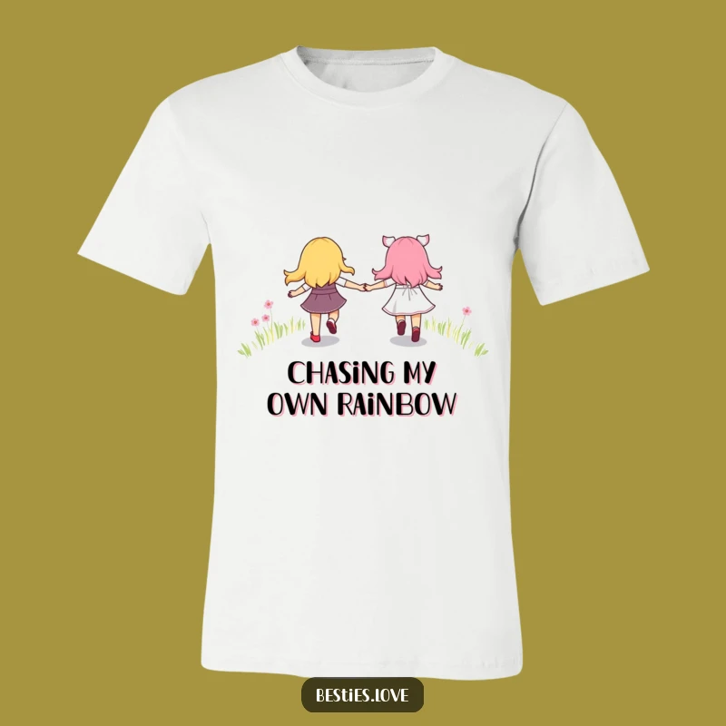 Funny Best Friends Rainbow Path T-Shirt: Colorful Friendship Tee