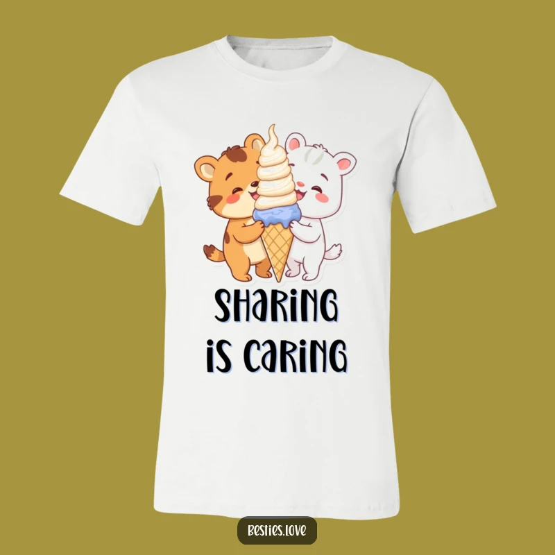 Funny Animal Ice Cream T-Shirt: Sweet Friendship Graphic Tee, Great Gift
