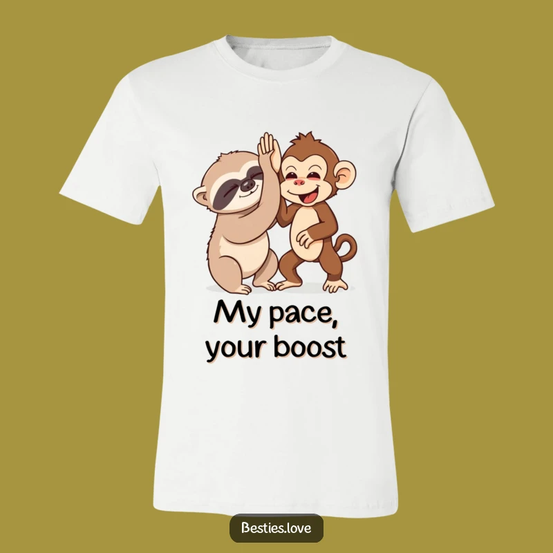 Funny Sloth & Monkey High-Five T-Shirt - Hilarious Contrast Tee!