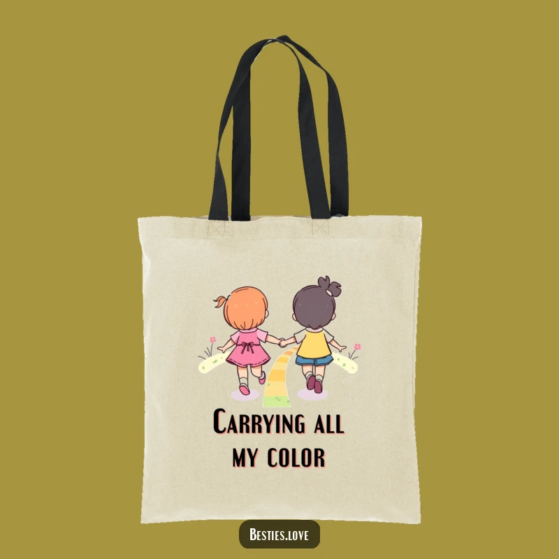 Funny Rainbow Friends Skipping Tote Bag - Joyful Travel Accessory Gift