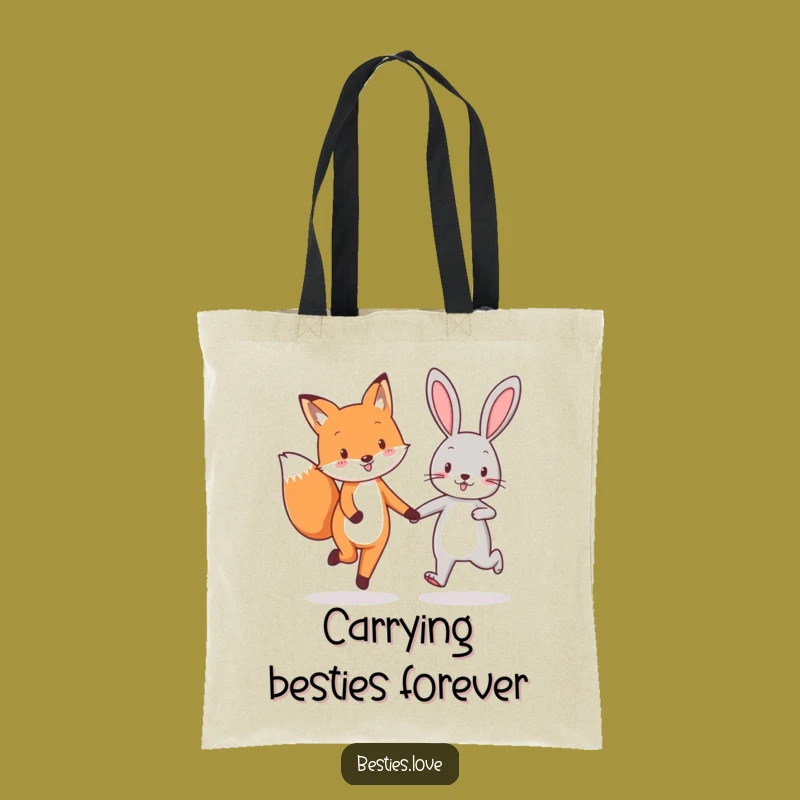 Funny Fox & Rabbit Best Friends Tote Bag - Joyful Carry-All