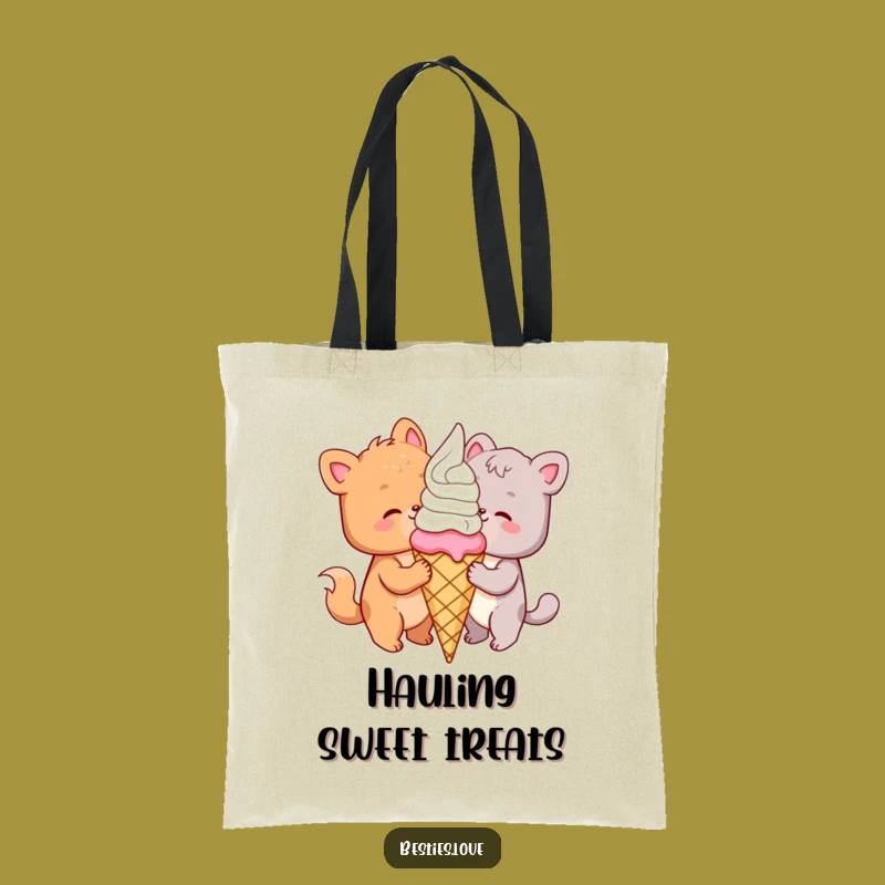 Funny Animal Ice Cream Friends Tote Bag - Sweet Carry-All