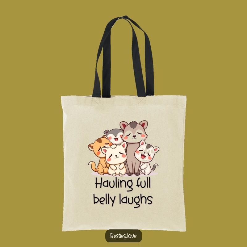 Funny Animal Laughing Friends Tote Bag - Hilarious Carry-All
